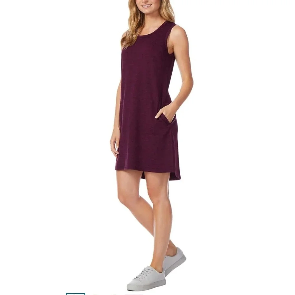 $30 EUC 32 DEGREES short sleeve dress‎ XL purple heathered pockets active tank